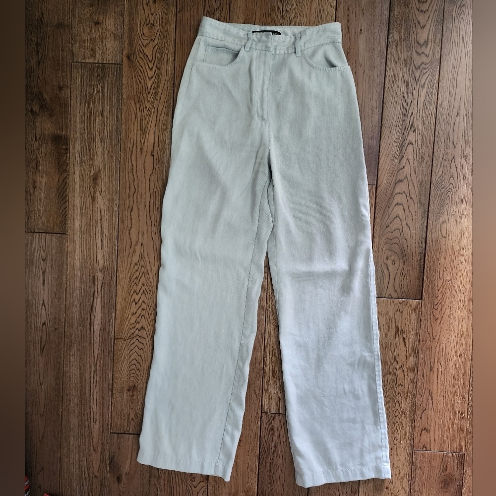 Zara High Rise Wide Straight Leg Denim Trouser Pants